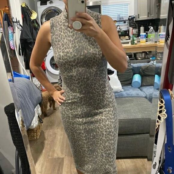 ANTISTAR dress | Leopard Print | Body Con | size small | soft fuzzy - Picture 2 of 11